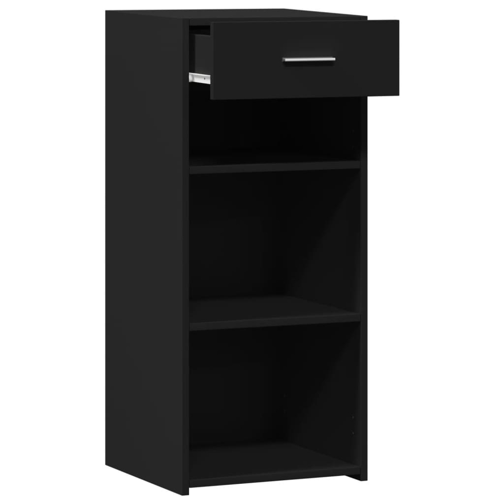vidaXL Single Drawer 3 Shelf Black Wooden Sideboard Image 7