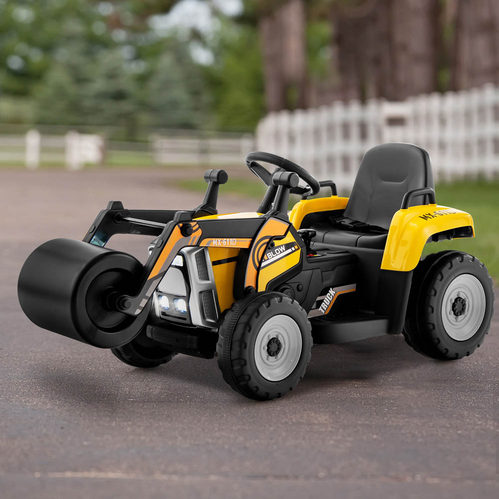 Costway Kids Yellow Ride On Road Roller with 2.4G Remote Control 12V Image 2