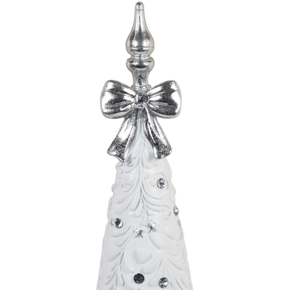 Silver and White Bow Tree Ornament Image 2