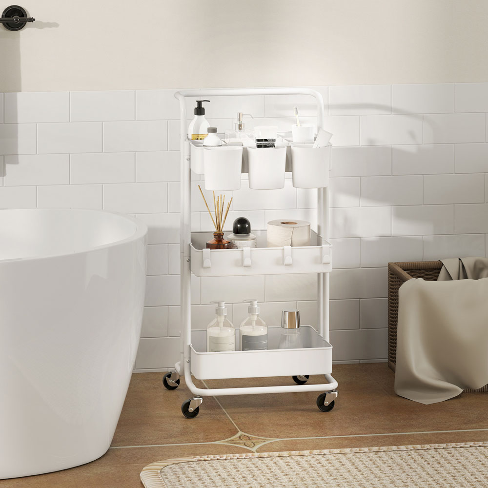 HOMCOM 3-TierWhite Utility Cart Image 4