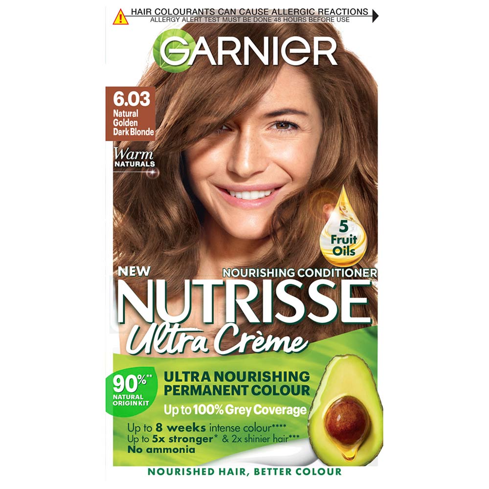 Garnier Nutrisse Ultra Cream  Natural Golden Dark Blonde Permanent Hair  Dye | Wilko