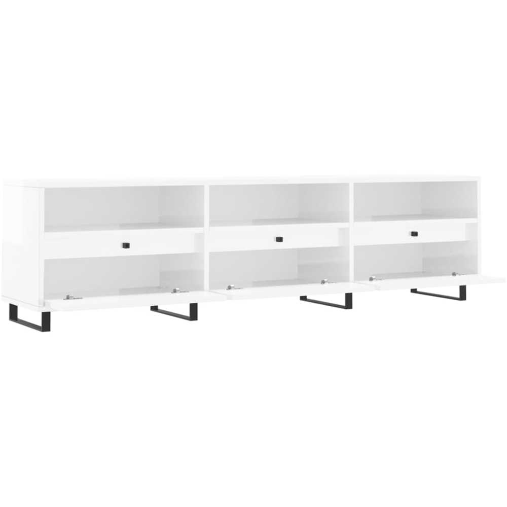 vidaXL 3 Door 3 Shelf High Gloss White TV Cabinet Image 6