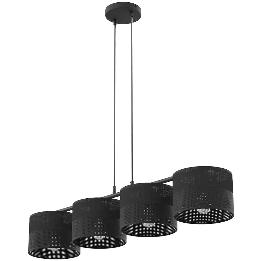 Emibig Karbon 4 Light Cylindrical Shade Black E27 Ceiling Pendant Light Image 1