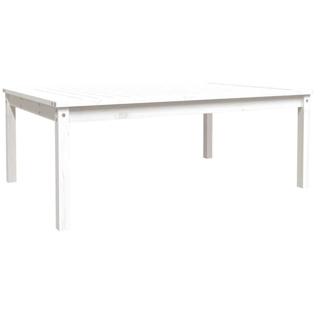 vidaXL White Solid Pine Wood Slatted Garden Table 121 x 82.5cm Image 2