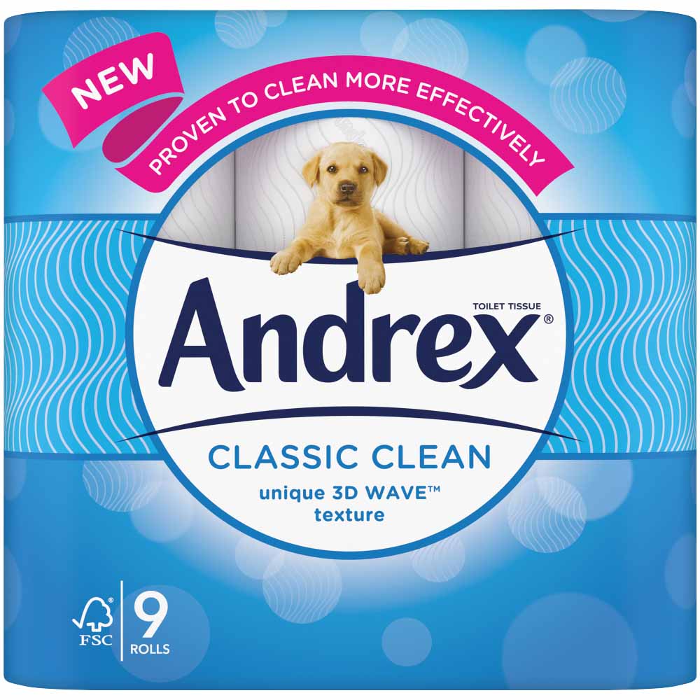 Andrex Classic Clean Toilet Tissue 9 Rolls 2 Ply Image 2