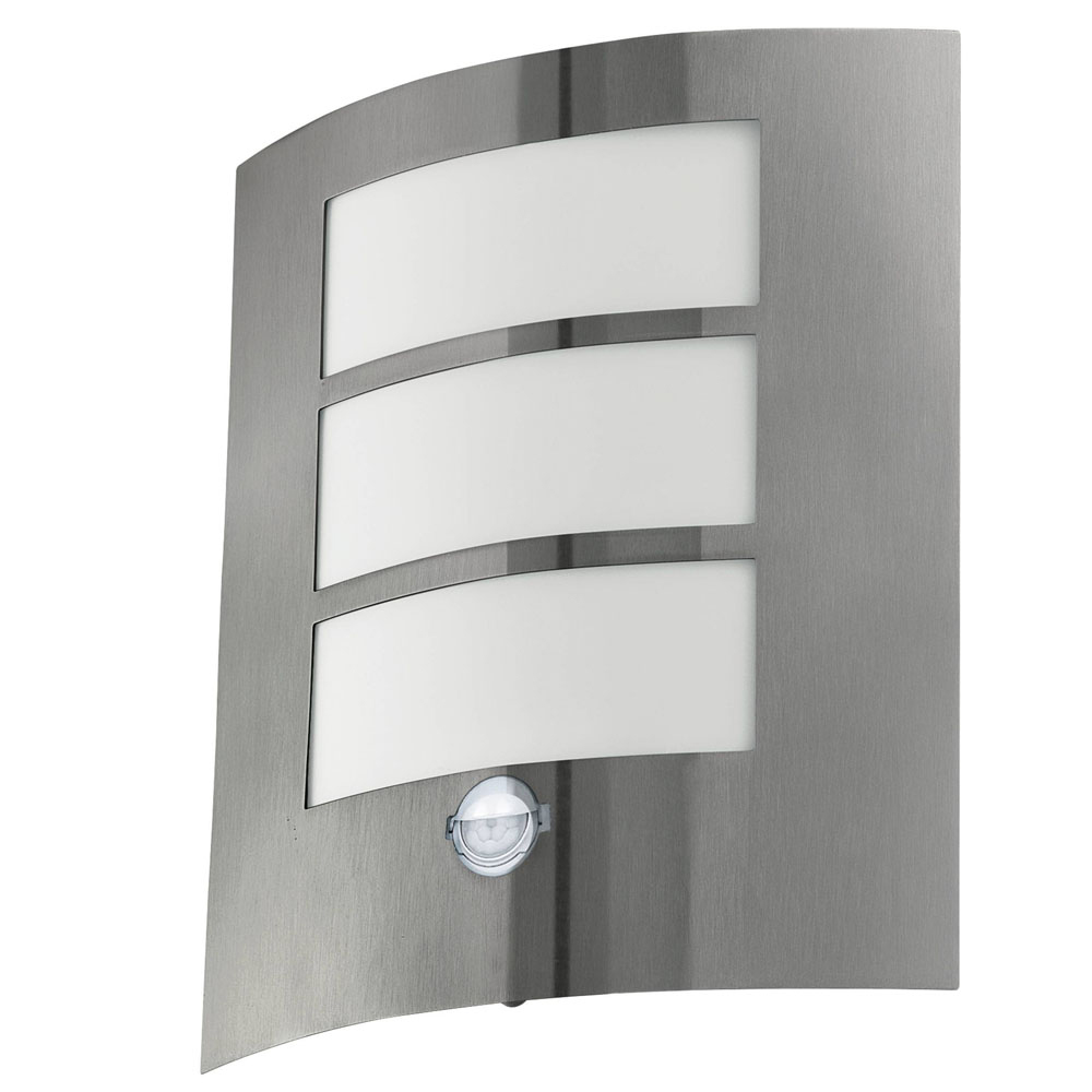 EGLO City Silver Exterior Sensor Wall Light Image 1