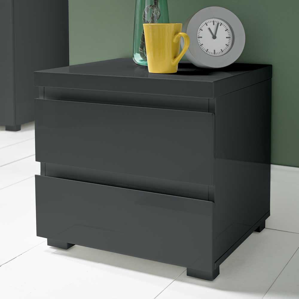 Puro 2 Drawer Charcoal Bedside Table Image 1