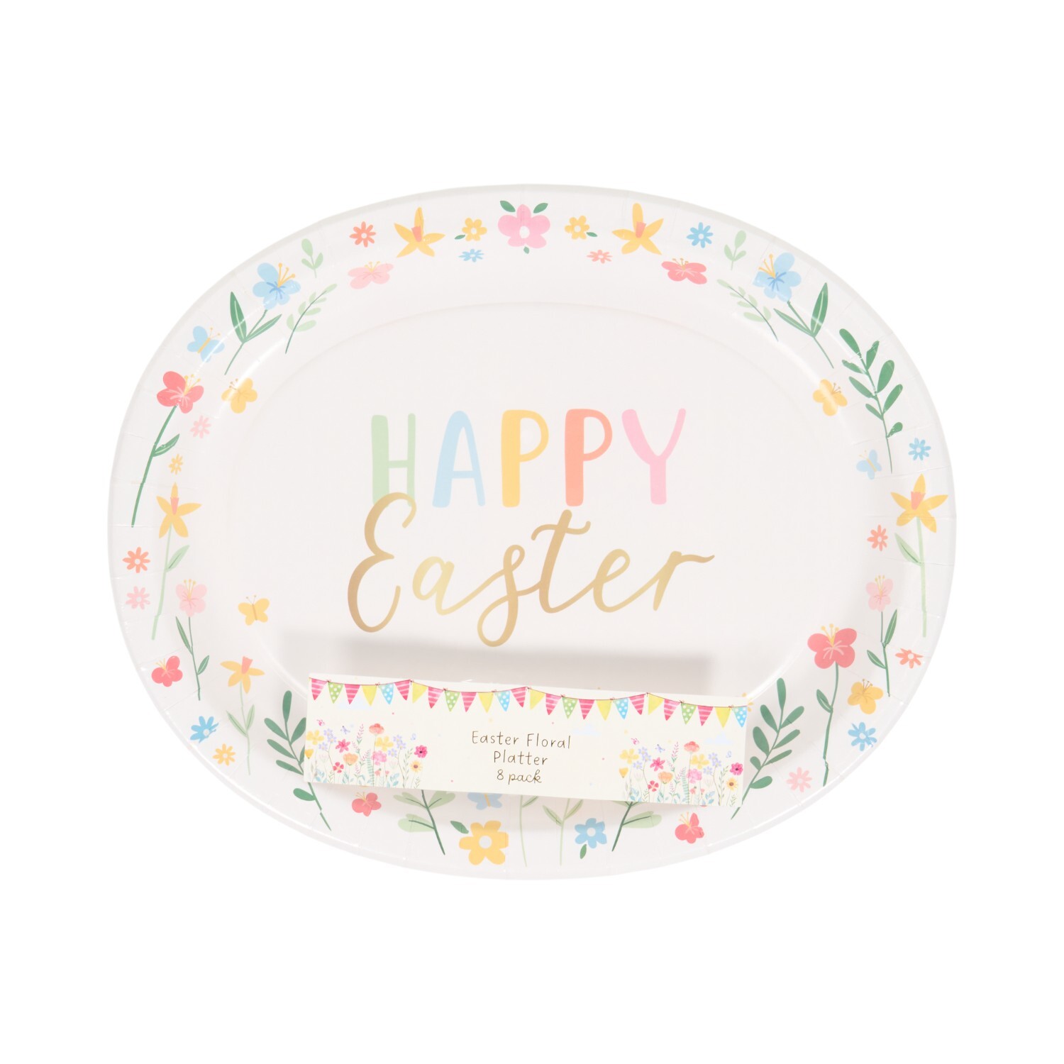 Pack of 8 Easter Floral Platters White Image 2