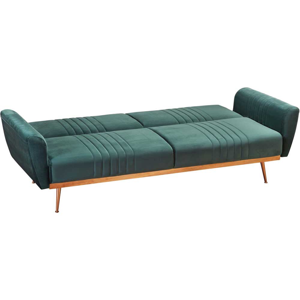 Nico 3 Seater Green Velvet Sofa Bed Image 3
