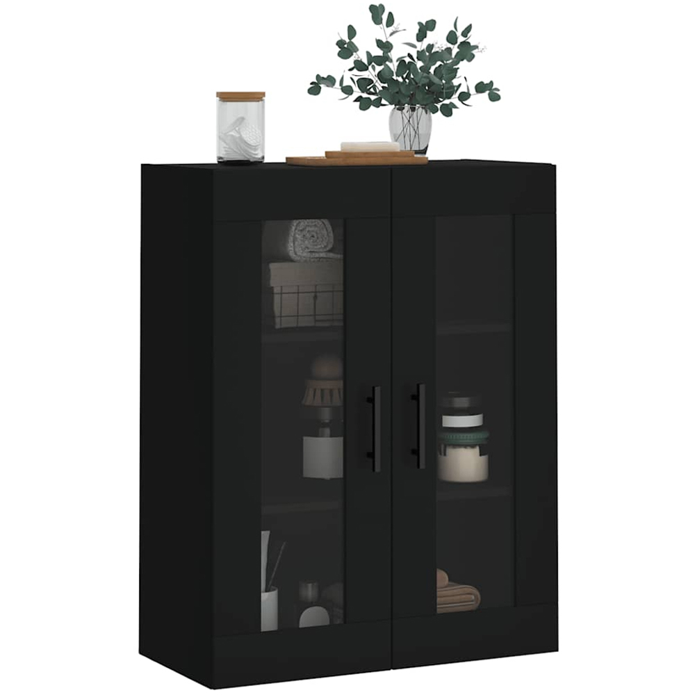 vidaXL 2 Glass Door Black Wall Mounted Cabinet 2 Pack Image 3