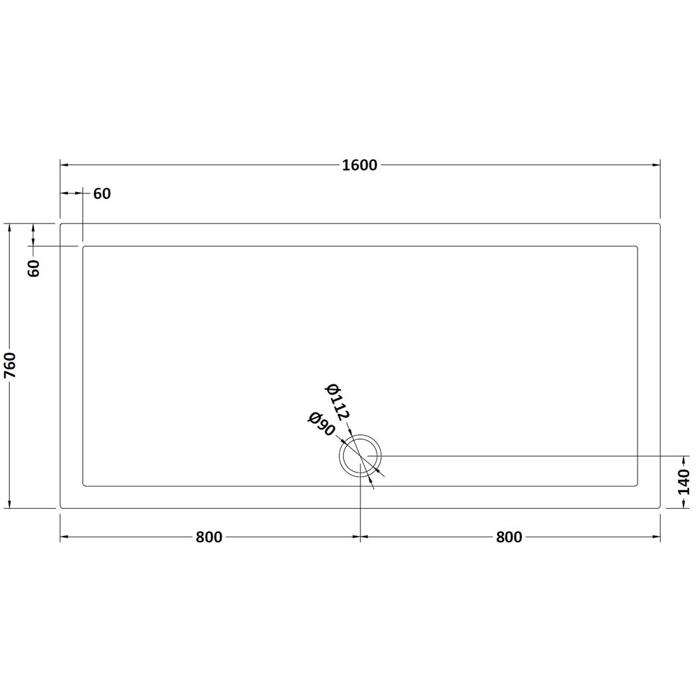 nuie Slate Grey Rectangular Shower Tray 1600 x 760mm Image 2