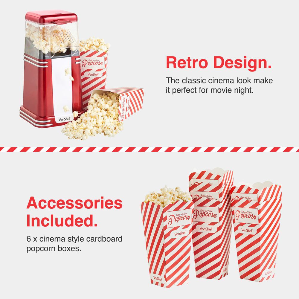 VonHaus VonShef Retro Popcorn Maker Image 6
