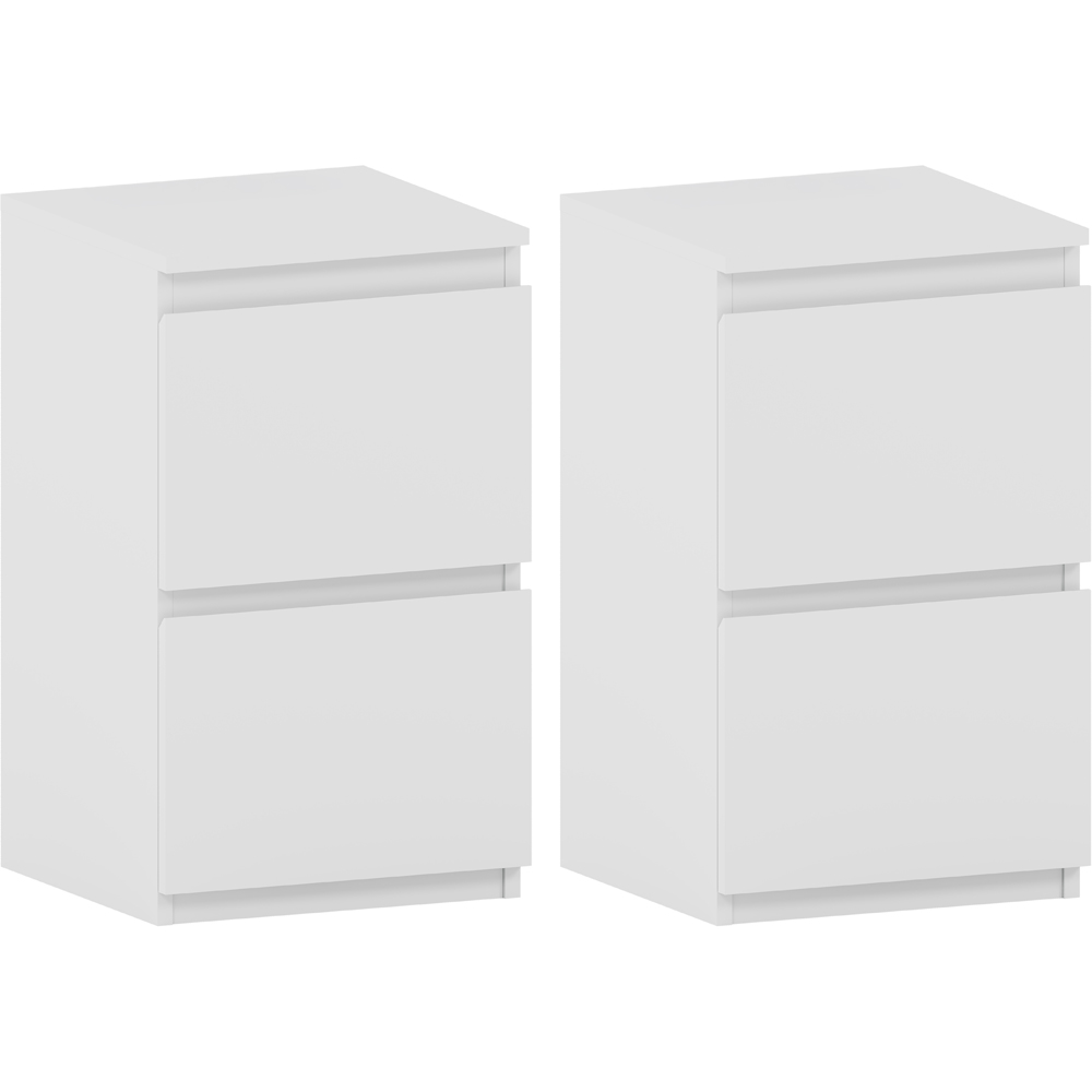 VIDA DESIGNS Denver 2 Drawer White Bedside Cabinet Set of 2 Image 2