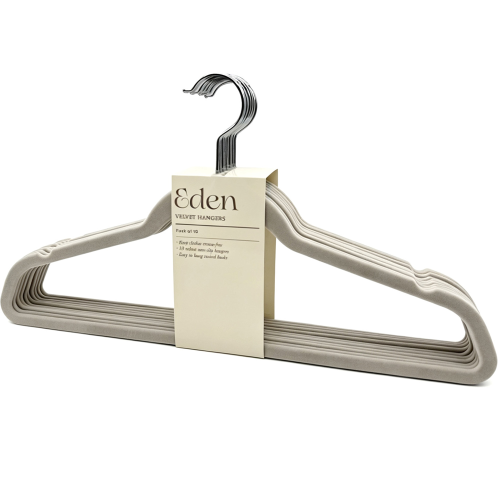 Pack of 10 Eden Velvet Hangers Greige Image 3