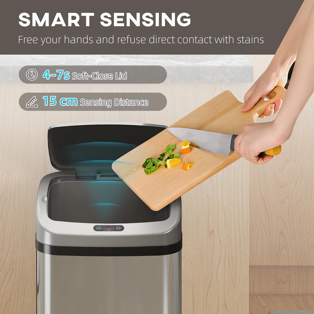 HOMCOM Stainless Steel Sensor Kitchen Bin 48L Image 8