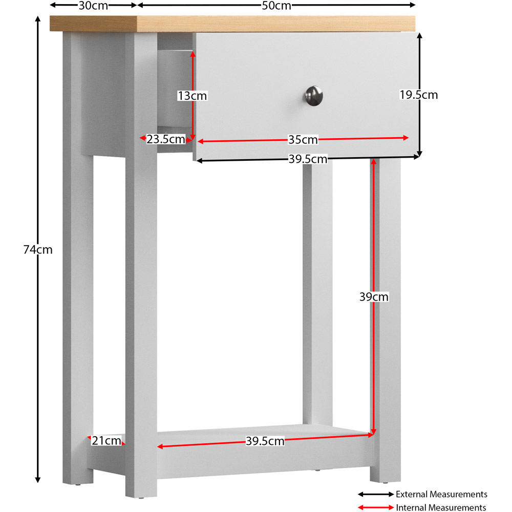 Home Vida Arlington Single Drawer White and Oak Console Table Image 7