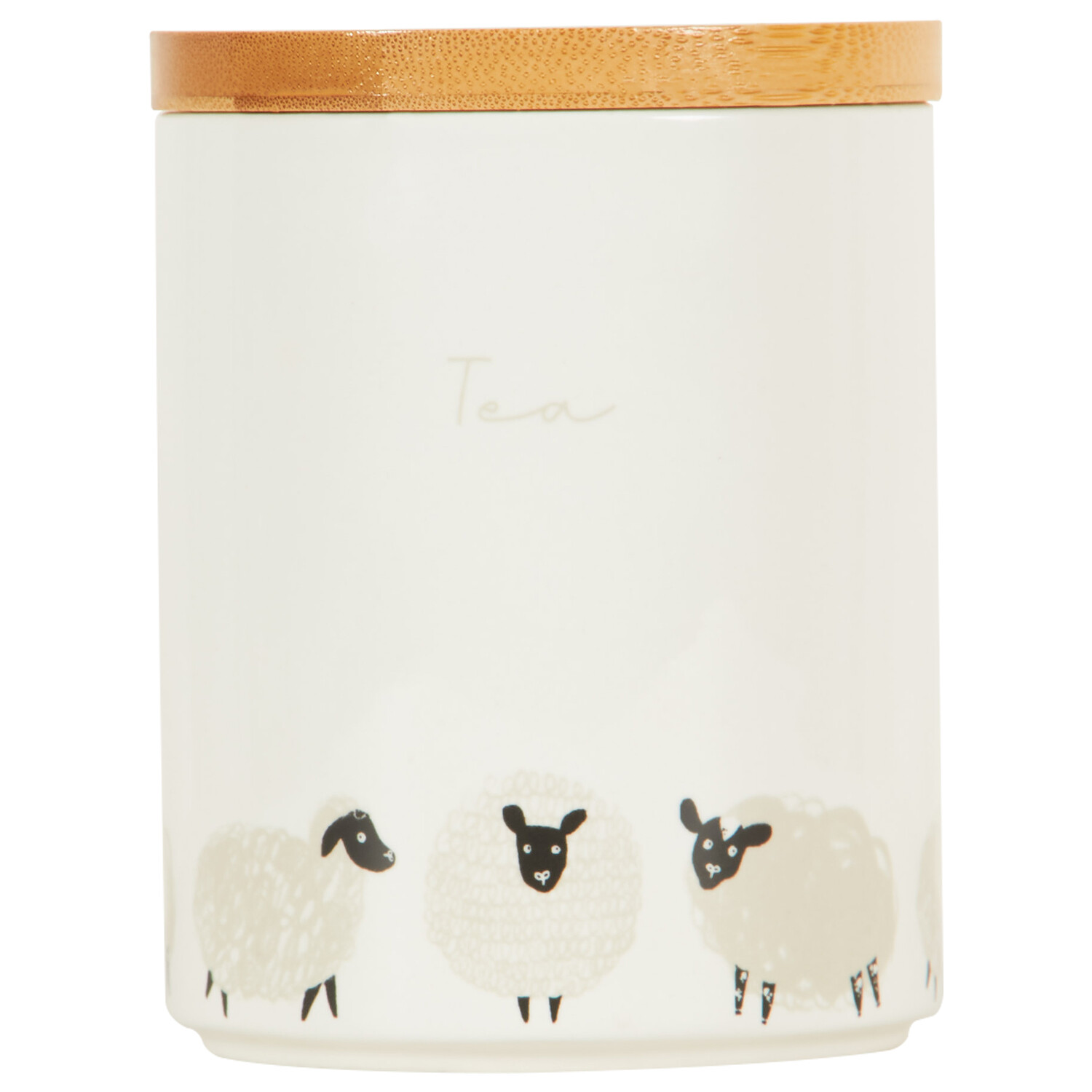 Highland Flock Canister with Bamboo Lid - White / Tea Image 1