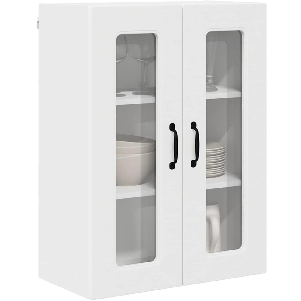 vidaXL 2 Glass Door White Kitchen Wall Cabinet Image 3