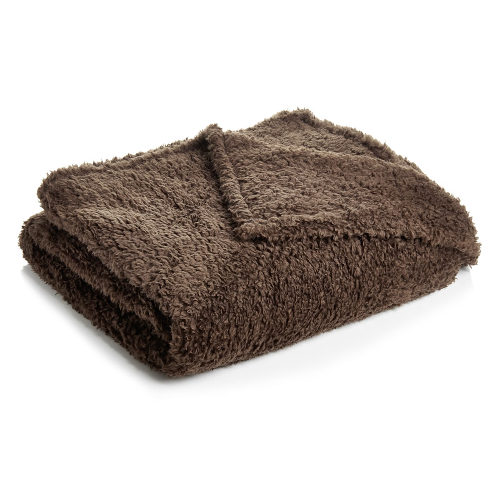 Wilko Teddy Throw Brown 200 x 200cm Wilko