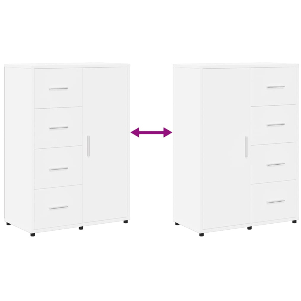 vidaXL Single Door 4 Drawer White Sideboard Image 7