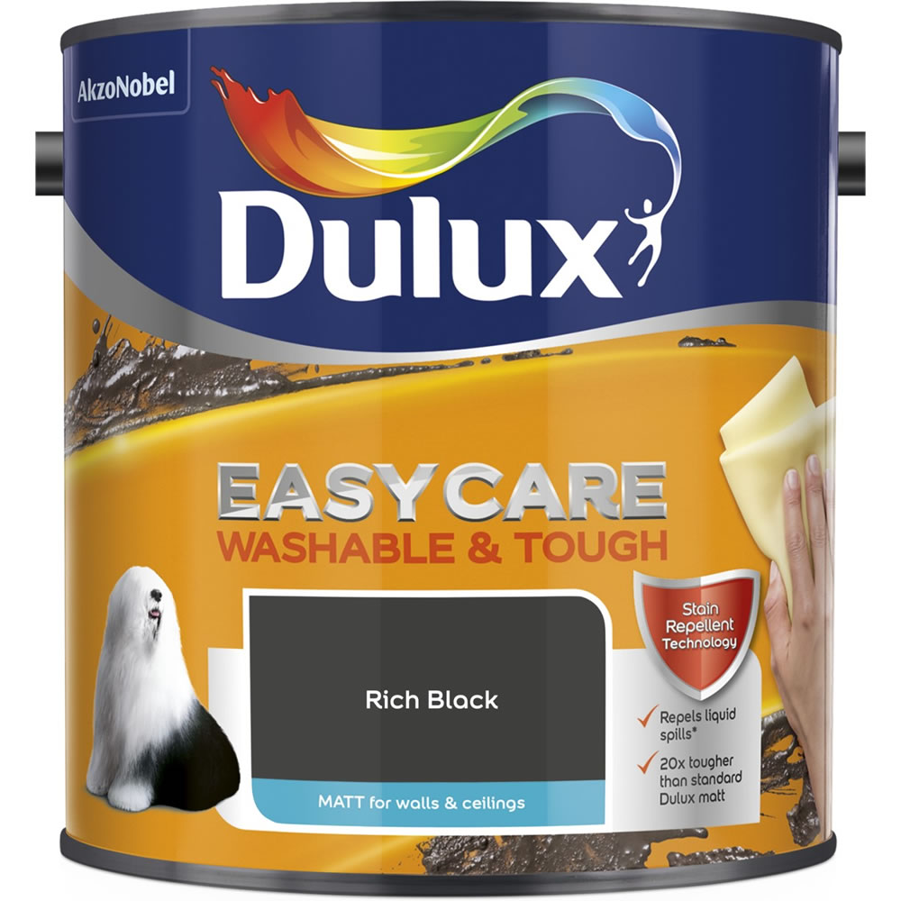 Dulux Easycare Matt Emulsion Paint Rich Black 2.5L Image