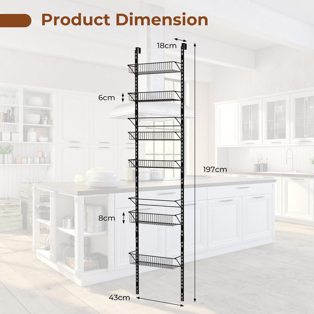 Costway 6 Shelf Over The Door Pantry Rack Image 9