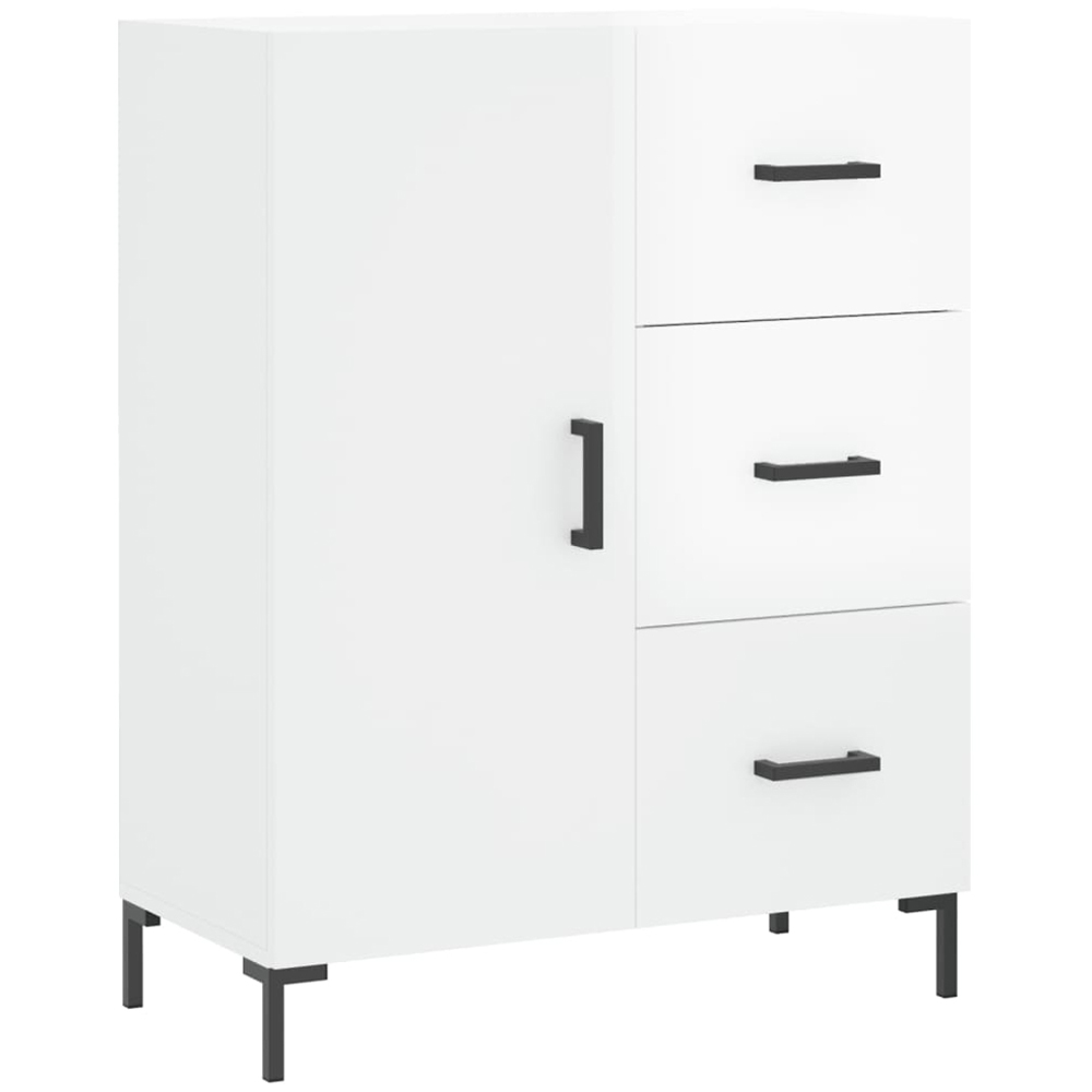 vidaXL Single Door 3 Drawer High Gloss White Sideboard Image 2