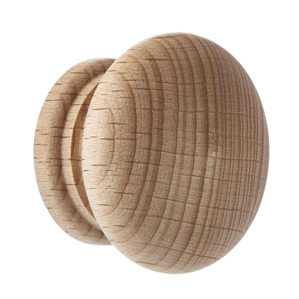 Wilko 38mm Round Unlacquered Beech Door Knob 8 pack Wilko