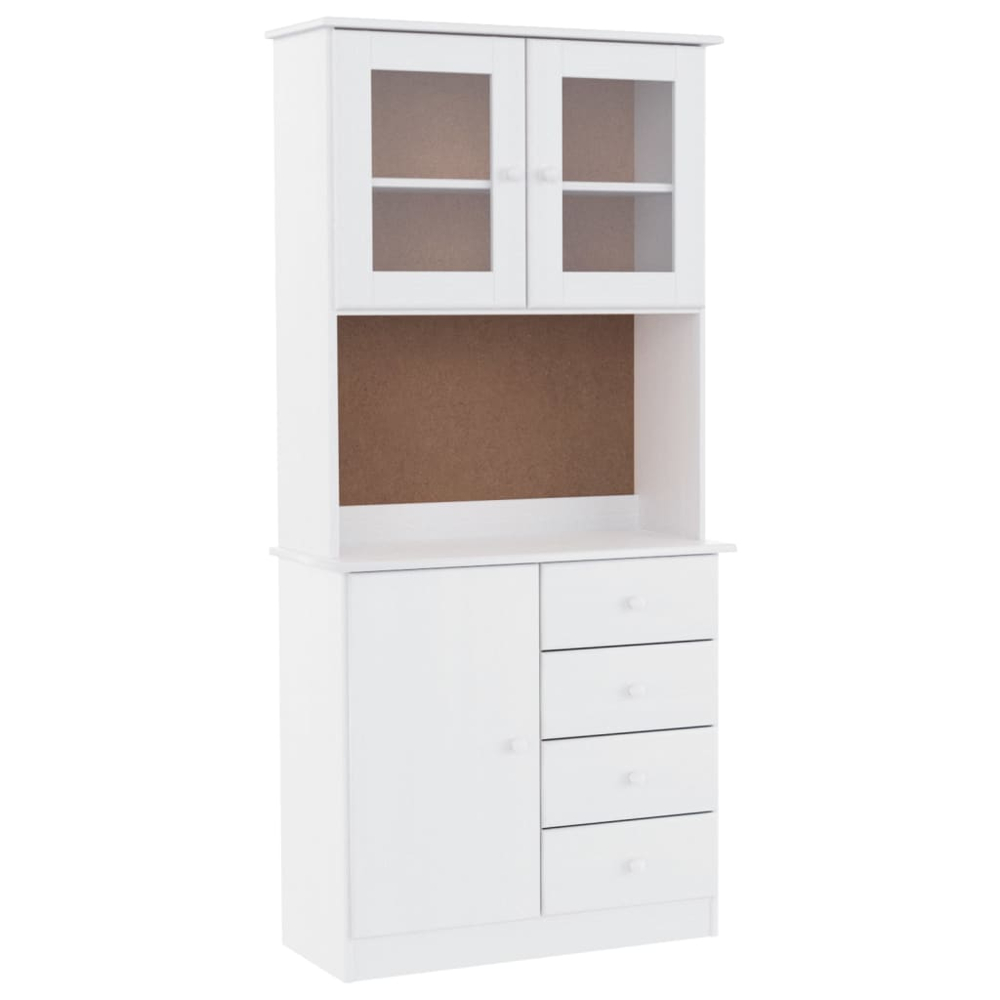 vidaXL 3 Door 4 Drawer Single Shelf White Pine Wood Highboard Image 2