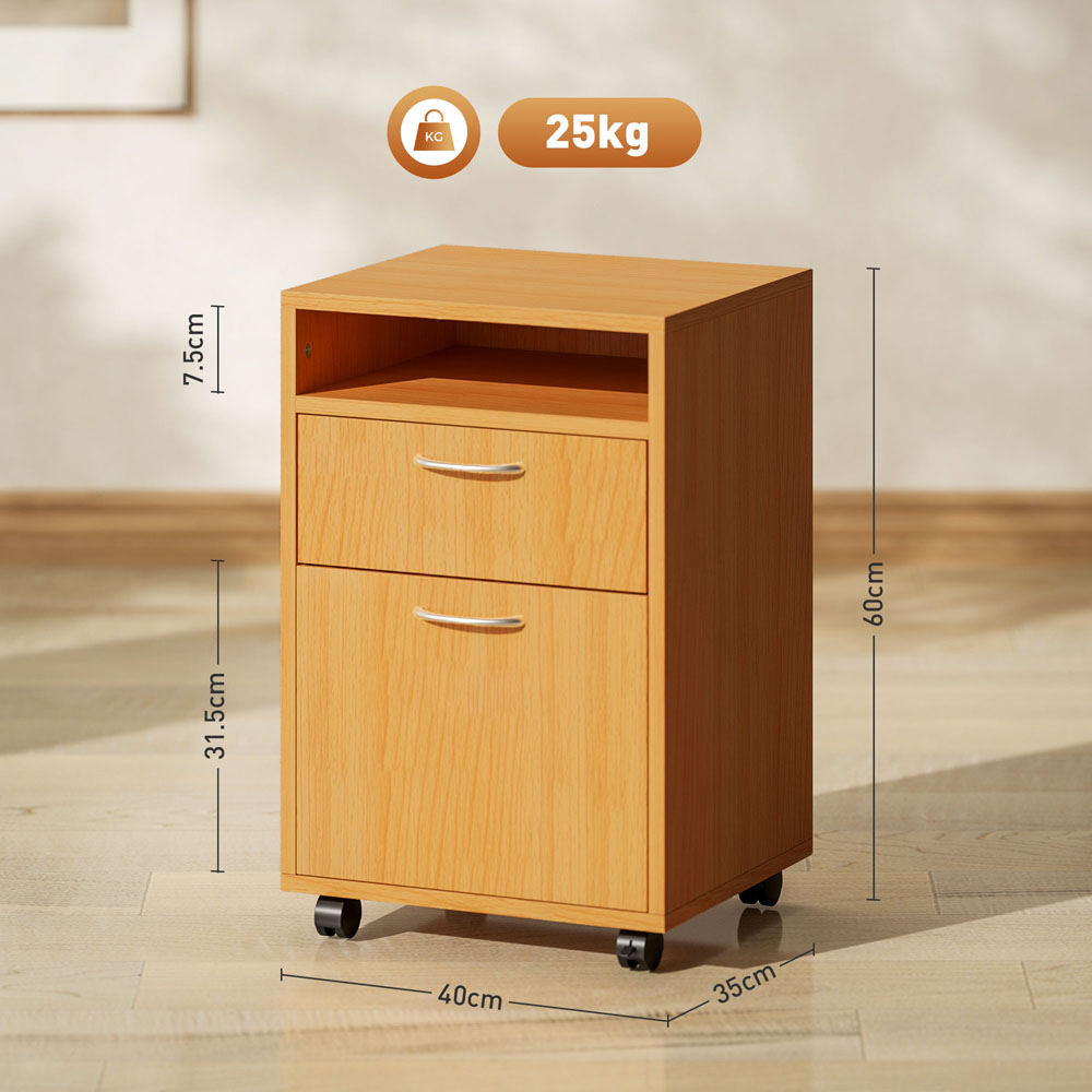HOMCOM Single Drawer Single Door Single Shelf Natural Filing Cabinet Image 9