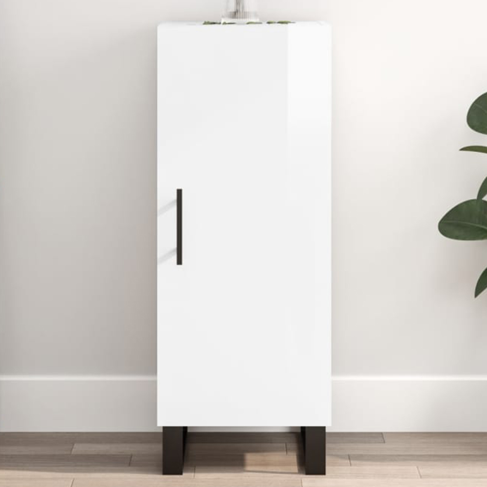 vidaXL Single Door High Gloss White Sideboard Image 1