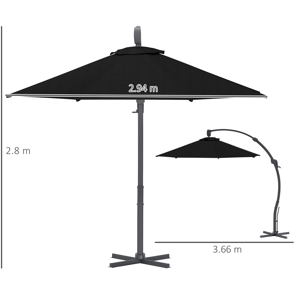 Outsunny Black Crank and Tilt Cantilever Parasol 3m Image 9