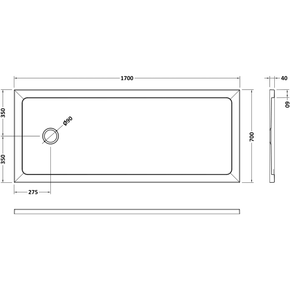 nuie White Slip Resistant Bath Replacement Shower Tray 1700 x 700mm Image 2