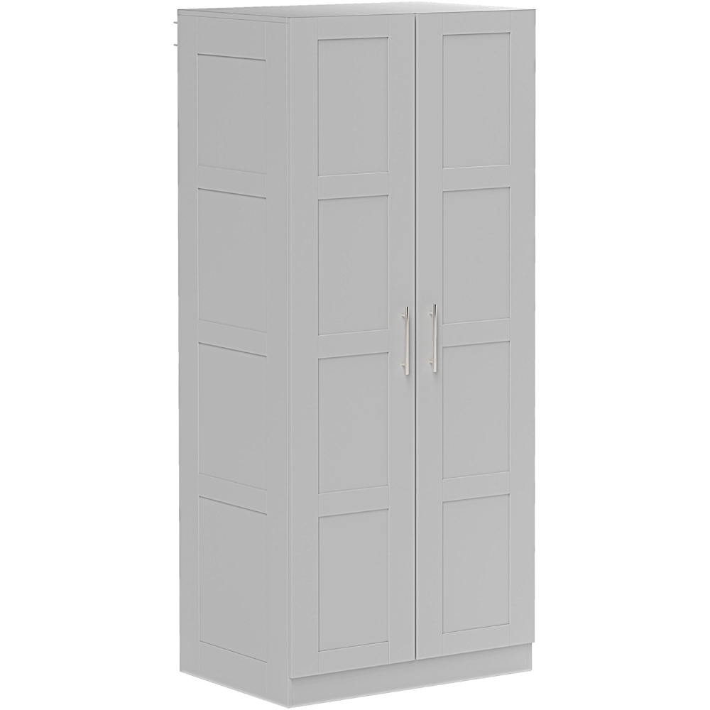 Portland 2 Door Grey Double Wardrobe with Hanging Rail Image 2