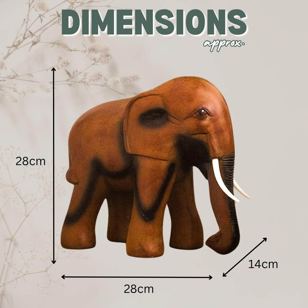 Marco Paul Large Wood Effect Elephant Garden Ornament Image 8