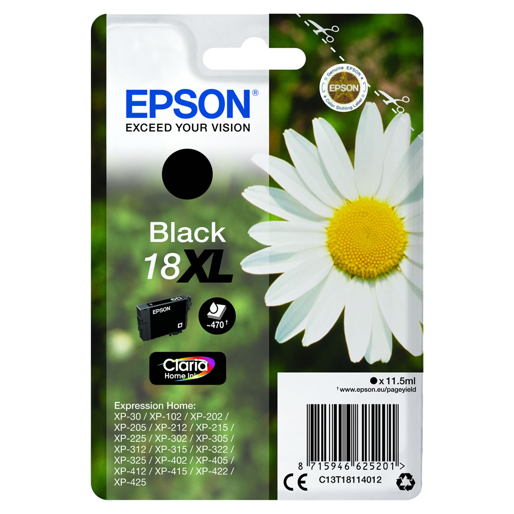 Epson T1801 18XL Black Ink Cartridge Image
