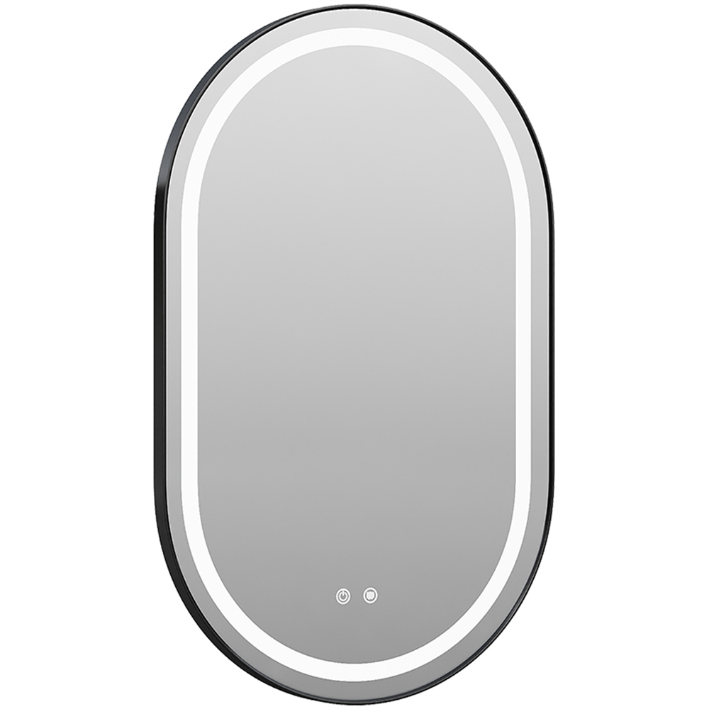 Living and Home Silver Oval Wall-Mounted LED Bathroom Mirror 80 x 50cm Image 1