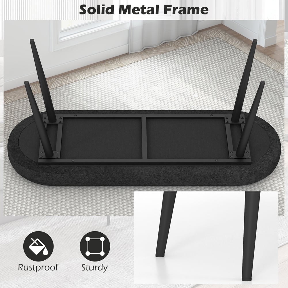 Costway Black Padded Ottoman Bench Image 5