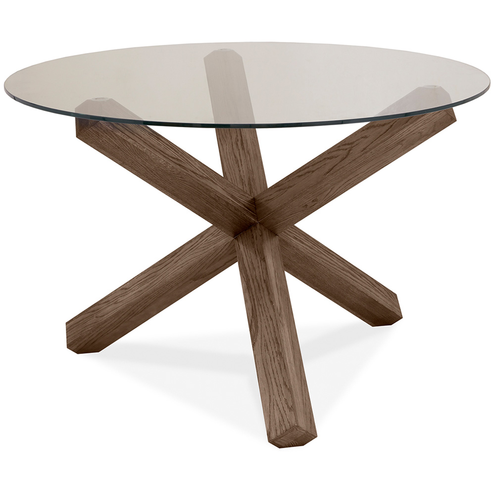 Bentley Designs Turin Dark Oak Circular Glass Table Image 2