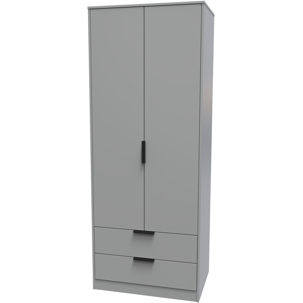 Crowndale Diego 2 Door 2 Drawer Dusk Grey Tall Wardrobe Ready Assembled Image 3