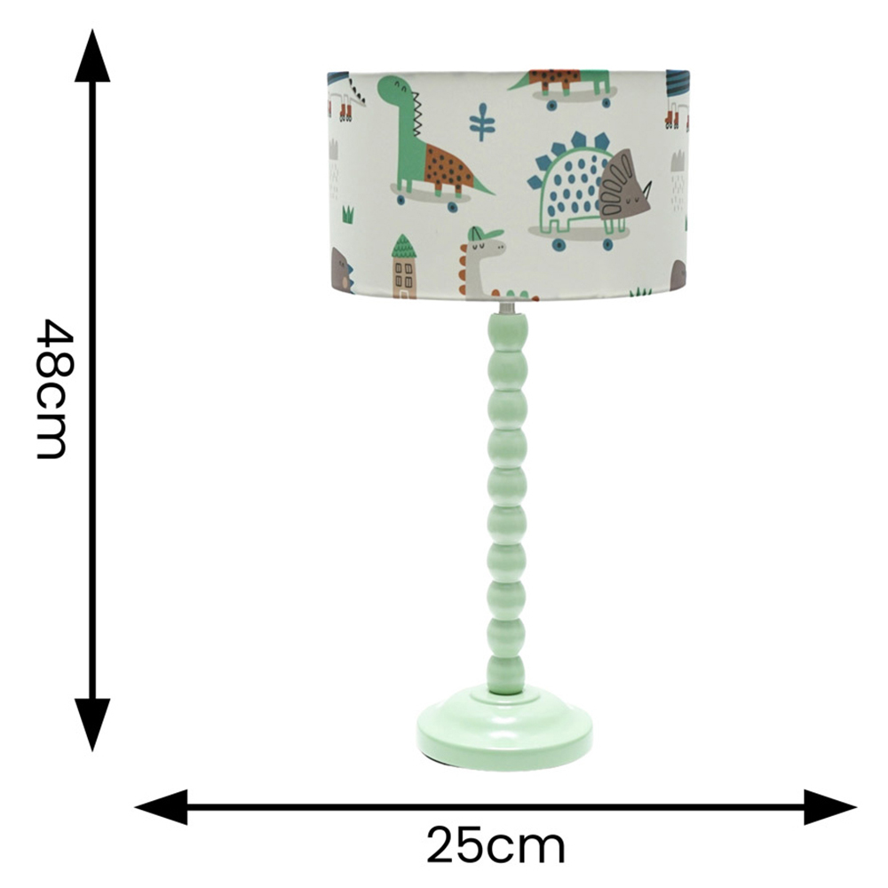 ValueLights Bobbins Cartoon Dino Sage Green LED Table Lamp Image 5