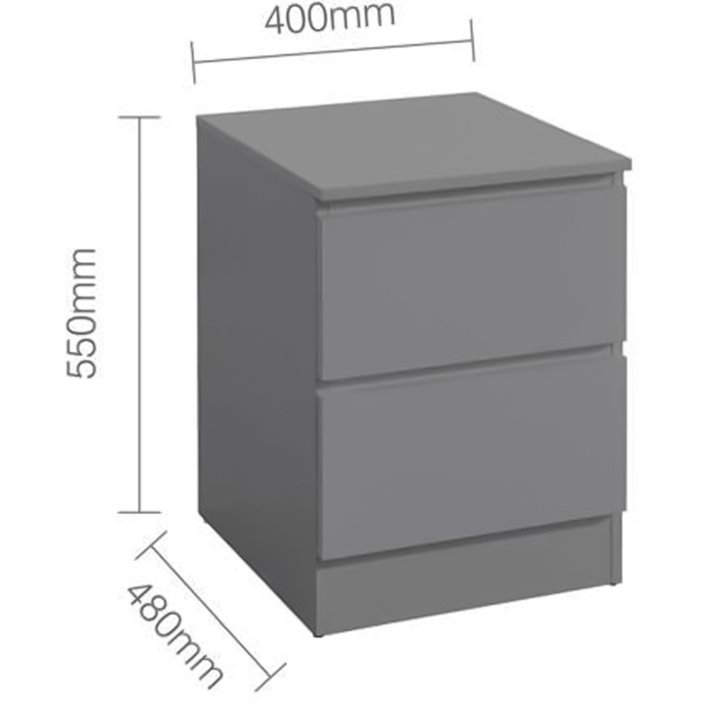 Oslo 2 Drawer Grey Bedside Table Image 9