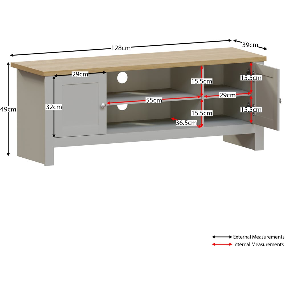 Vida Designs Arlington 2 Door 2 Shelf Grey TV Unit Image 7