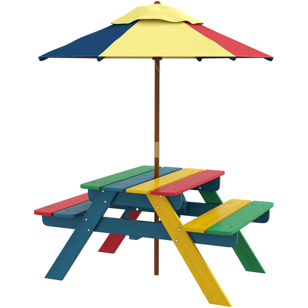 Outsunny Kids Picnic Bench with Removable Parasol Image 2