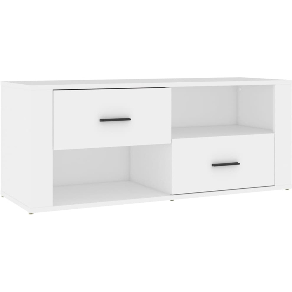 vidaXL 2 Drawer 2 Shelf White TV Cabinet Image 2