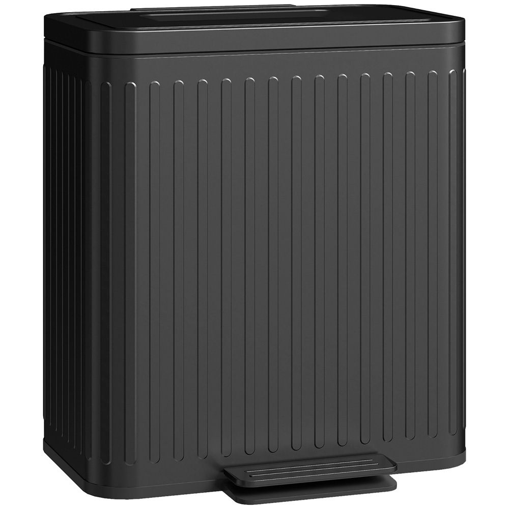 HOMCOM Black Double Rubbish Bin with Soft Close Lid 40L Image 1
