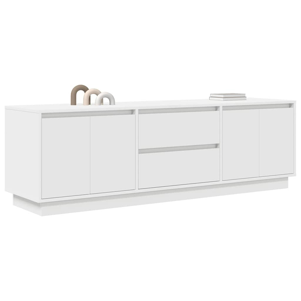 vidaXL 4 Door 2 Drawer White TV Cabinet with LED Lights Image 4
