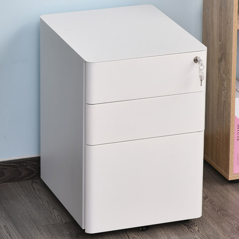 Vinsetto White 3 Drawer Filing Cabinet Image 1
