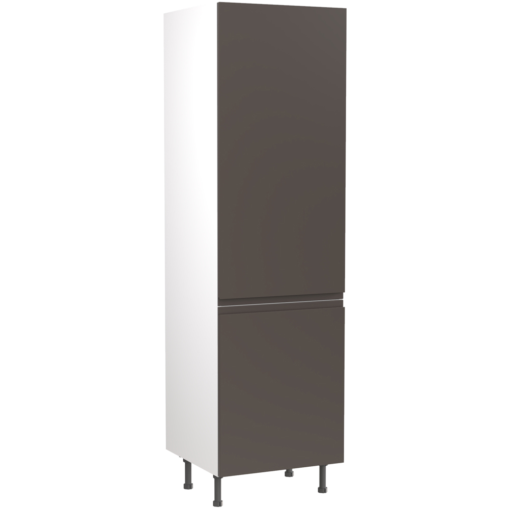 Kitchen Kit J-Pull Gloss Graphite Larder Cabinet Flatpack 600mm Image 1