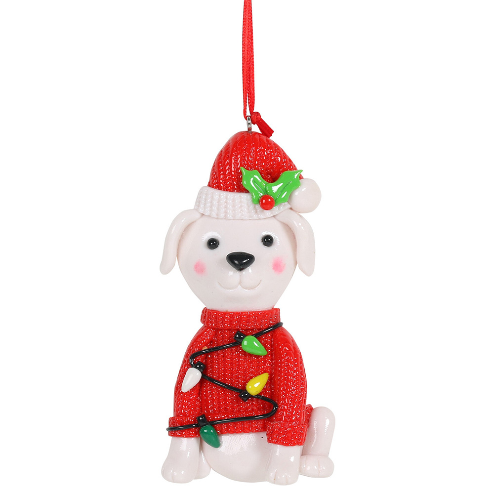 Single Candy Cane Lane White Festive Dog Hanging Decoration in Assorted styles Image 3